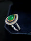 14K GOLD 1.47 CTW VIVID GREEN NATURAL EMERALD & DIAMOND RING