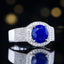 14K GOLD 3.49 CTW NATURAL SAPPHIRE & DIAMOND RING