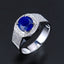 14K GOLD 3.49 CTW NATURAL SAPPHIRE & DIAMOND RING