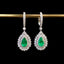 14K GOLD 2.6 CTW VIVID GREEN NATURAL EMERALD & DIAMOND EARRINGS