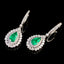 14K GOLD 2.6 CTW VIVID GREEN NATURAL EMERALD & DIAMOND EARRINGS