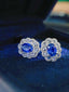 14K GOLD 3.00 CTW NATURAL SAPPHIRE & DIAMOND EARRINGS