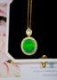 14K GOLD 6.37 CTW VIVID GREEN NATURAL EMERALD & DIAMOND PENDANT