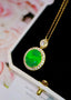 14K GOLD 6.37 CTW VIVID GREEN NATURAL EMERALD & DIAMOND PENDANT