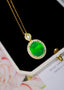 14K GOLD 6.37 CTW VIVID GREEN NATURAL EMERALD & DIAMOND PENDANT