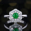 14K GOLD 0.80 CTW VIVID GREEN NATURAL EMERALD & DIAMOND RING