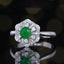 14K GOLD 0.80 CTW VIVID GREEN NATURAL EMERALD & DIAMOND RING