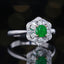 14K GOLD 0.80 CTW VIVID GREEN NATURAL EMERALD & DIAMOND RING