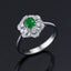 14K GOLD 0.80 CTW VIVID GREEN NATURAL EMERALD & DIAMOND RING