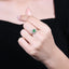 14K GOLD 0.80 CTW VIVID GREEN NATURAL EMERALD & DIAMOND RING