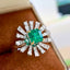 14K GOLD 2.63 CTW VIVID GREEN NATURAL EMERALD & DIAMOND RING