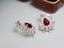 14K GOLD 2.71 CTW VIVID RED NATURAL RUBY & DIAMOND EARRINGS