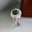 14K GOLD 1.22 CTW VIVID GREEN NATURAL TSAVORITE & DIAMOND RING