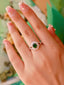 14K GOLD 1.22 CTW VIVID GREEN NATURAL TSAVORITE & DIAMOND RING