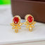 14K GOLD 0.92 CTW VIVID RED NATURAL RUBY & DIAMOND EARRINGS