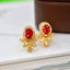 14K GOLD 0.92 CTW VIVID RED NATURAL RUBY & DIAMOND EARRINGS