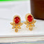 14K GOLD 0.92 CTW VIVID RED NATURAL RUBY & DIAMOND EARRINGS