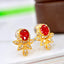 14K GOLD 0.92 CTW VIVID RED NATURAL RUBY & DIAMOND EARRINGS