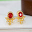 14K GOLD 0.92 CTW VIVID RED NATURAL RUBY & DIAMOND EARRINGS