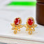 14K GOLD 0.92 CTW VIVID RED NATURAL RUBY & DIAMOND EARRINGS