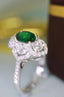 14K GOLD 1.30 CTW VIVID GREEN NATURAL TSAVORITE & DIAMOND RING