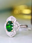 14K GOLD 1.30 CTW VIVID GREEN NATURAL TSAVORITE & DIAMOND RING