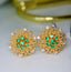 14K GOLD 0.71 CTW VIVID GREEN NATURAL EMERALD & DIAMOND EARRINGS