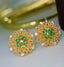 14K GOLD 0.71 CTW VIVID GREEN NATURAL EMERALD & DIAMOND EARRINGS