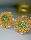 14K GOLD 0.71 CTW VIVID GREEN NATURAL EMERALD & DIAMOND EARRINGS