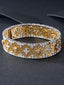 14K GOLD 4.10 CTW NATURAL YELLOW DIAMOND & DIAMOND BANGLE