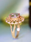 14K GOLD 2.5 CT NATURAL MORGANITE & DIAMOND RING