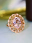 14K GOLD 2.5 CT NATURAL MORGANITE & DIAMOND RING