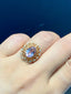 14K GOLD 2.5 CT NATURAL MORGANITE & DIAMOND RING