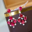 14K GOLD 3.43 CTW VIVID RED NATURAL RUBY & DIAMOND EARRINGS