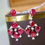 14K GOLD 3.43 CTW VIVID RED NATURAL RUBY & DIAMOND EARRINGS