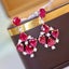 14K GOLD 3.43 CTW VIVID RED NATURAL RUBY & DIAMOND EARRINGS