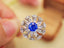 14K GOLD 2.35 CTW NATURAL SAPPHIRE & SAPPHIRE RING