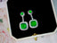 14K GOLD 6.07 CTW VIVID GREEN NATURAL EMERALD & DIAMOND EARRINGS