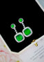 14K GOLD 6.07 CTW VIVID GREEN NATURAL EMERALD & DIAMOND EARRINGS