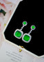 14K GOLD 6.07 CTW VIVID GREEN NATURAL EMERALD & DIAMOND EARRINGS