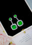 14K GOLD 6.07 CTW VIVID GREEN NATURAL EMERALD & DIAMOND EARRINGS