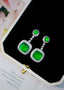 14K GOLD 6.07 CTW VIVID GREEN NATURAL EMERALD & DIAMOND EARRINGS