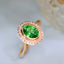 14K GOLD 2.08 CTW VIVID GREEN NATURAL TSAVORITE & DIAMOND RING