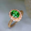 14K GOLD 2.08 CTW VIVID GREEN NATURAL TSAVORITE & DIAMOND RING