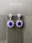 14K GOLD 3.59 CTW NATURAL SAPPHIRE & DIAMOND EARRINGS