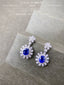 14K GOLD 3.59 CTW NATURAL SAPPHIRE & DIAMOND EARRINGS