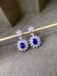 14K GOLD 3.59 CTW NATURAL SAPPHIRE & DIAMOND EARRINGS