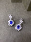 14K GOLD 3.59 CTW NATURAL SAPPHIRE & DIAMOND EARRINGS