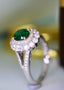 14K GOLD 1.39 CTW VIVID GREEN NATURAL TSAVORITE & DIAMOND RING