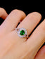 14K GOLD 1.39 CTW VIVID GREEN NATURAL TSAVORITE & DIAMOND RING